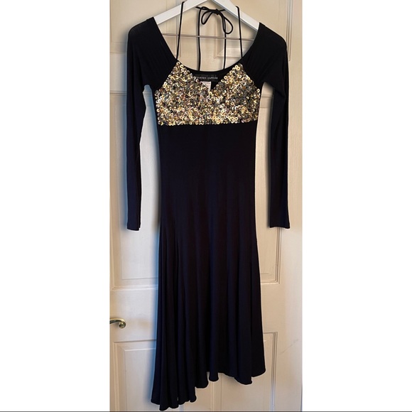 - Thamara Capelao beaded crisscross strap slight asymmetric hem Flowy Blac… - Picture 6 of 10